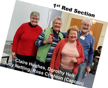 1st Red Section, Claire Hughes, Dorothy Holt Judy Netting, Ross Crichton (Captain) Red Section Winners, Claire Hughes, Dorothy Holt, Judy Netting, Ross Crichton (Captain)